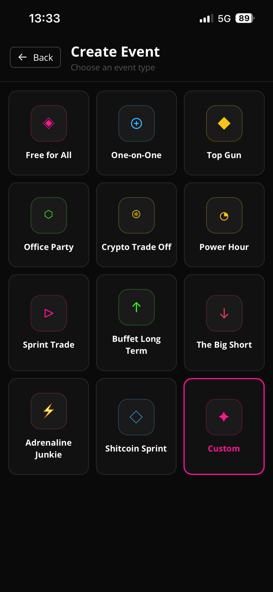 Create a fantasy trading event in Unicorn